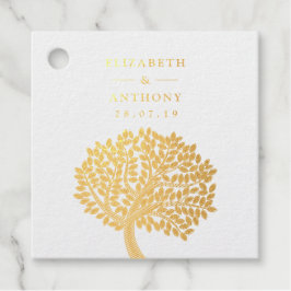 Etiquetas Para Recuerdos Boda de árbol acuarela de oro
