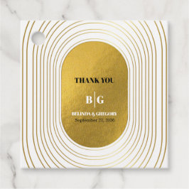 Etiquetas Para Recuerdos Boda de arco Minimalista moderno blanco y dorado