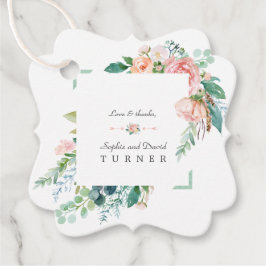 Etiquetas Para Recuerdos Boda de armazón verde de color blanco rosa de colo