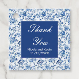 Etiquetas Para Recuerdos Boda de Aves Azules y Flores Chinoiserie