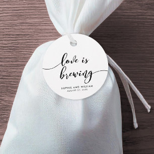 Etiquetas Para Recuerdos Boda de Black & White Relax Script Love is Brewing