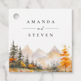 Etiquetas Para Recuerdos Boda de bosque de pino de montaña de otoño rústico