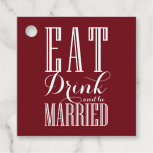 Etiquetas Para Recuerdos Boda de Burgundy Blanco Come Bebe y Cásate