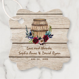 Etiquetas Para Recuerdos Boda de caída de barril de vino floral de Borgoña