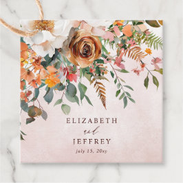 Etiquetas Para Recuerdos Boda de caída floral de Naranja Rústico