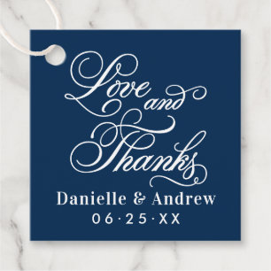 Etiquetas Para Recuerdos Boda de Caligrafía Amor y Agradecimiento Azul Mari