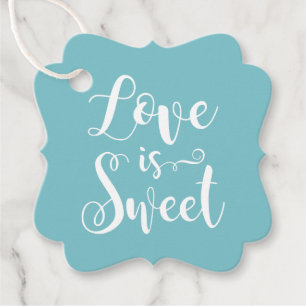 Etiquetas Para Recuerdos Boda de Caligrafía Azul Huevo de Robin Dulce Amor