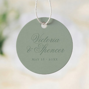 Etiquetas Para Recuerdos Boda de Caligrafía Vintage Verde Salvia
