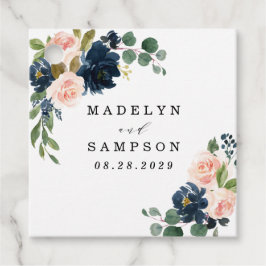 Etiquetas Para Recuerdos Boda de campo floral rosa azul marina y Rubor