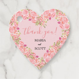 Etiquetas Para Recuerdos Boda de Coral Rosado Floral Cardíaco
