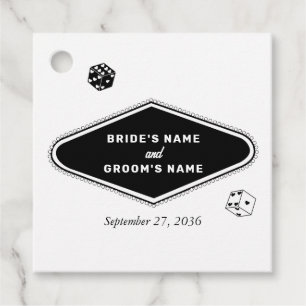 Etiquetas Para Recuerdos Boda de destino del Casino de Las Vegas Blanco Neg