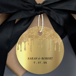 Etiquetas Para Recuerdos Boda de Drip Purpurina Gold