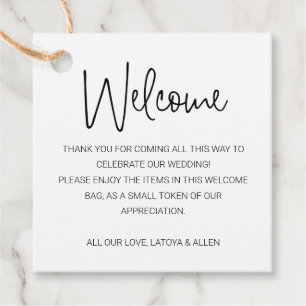 Etiquetas Para Recuerdos Boda de escritura a mano Bienvenida Cesta de bolsa