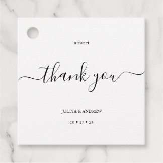 Etiquetas Para Recuerdos Boda de escritura minimalista en blanco y negro