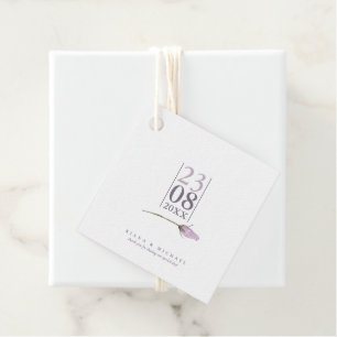 Etiquetas Para Recuerdos Boda de espárragos florales Fecha Mauve ID889