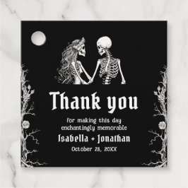 Etiquetas Para Recuerdos Boda de Esqueleto Gótico de Halloween en Blanco y 