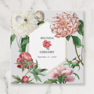 Etiquetas Para Recuerdos Boda de flores de color rosa de tonos blancos rosa
