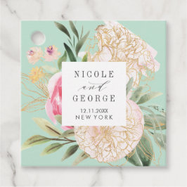 Etiquetas Para Recuerdos Boda de flores de oro de Peony