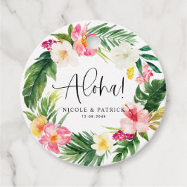 Etiquetas Para Recuerdos Boda de flores tropicales de Aloha y vegetación