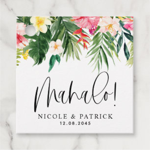 Etiquetas Para Recuerdos Boda de Flores Tropicales Mahalo y Verdor