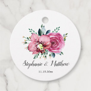 Etiquetas Para Recuerdos Boda de follaje de orquídeas rosadas de color de a