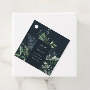 Etiquetas Para Recuerdos Boda de follaje tropical F de la Marina Black Gree