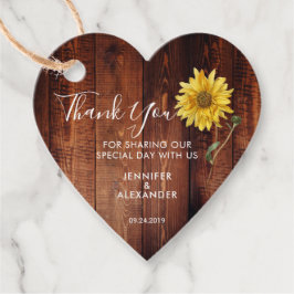 Etiquetas Para Recuerdos Boda de girasol de color acuático de madera rústic