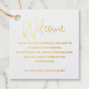 Etiquetas Para Recuerdos Boda de guión casual Bienvenida Bag de cesta de re