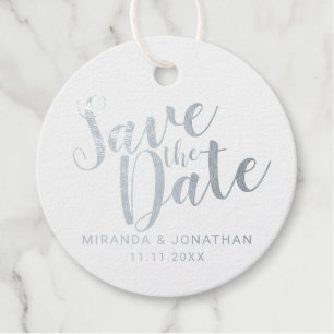Etiquetas Para Recuerdos Boda de guión moderno salva la fecha plateada