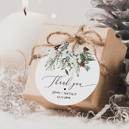 Etiquetas Para Recuerdos Boda de hoja perenne festiva de invierno