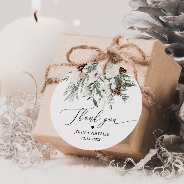 Etiquetas Para Recuerdos Boda de hoja perenne festiva de invierno (Subido por el creador)