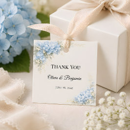 Etiquetas Para Recuerdos Boda de Hortensia Azul Polvoriento de Lujo
