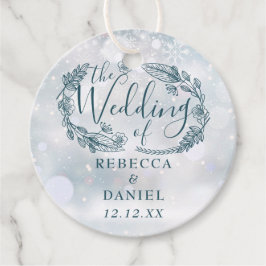 Etiquetas Para Recuerdos Boda de invierno con copos de nieve florales rústi