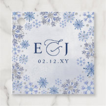 Boda de Invierno de Copos de Nieve Azules Plateado