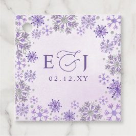 Etiquetas Para Recuerdos Boda de Invierno de Copos de Nieve Morados Plata M