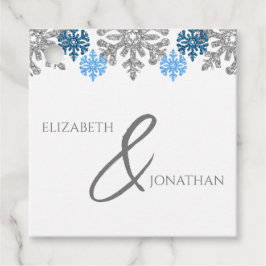 Etiquetas Para Recuerdos Boda de Invierno Silver Blue Snowflakes