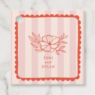 Etiquetas Para Recuerdos Boda de la franja botánica rosa floral