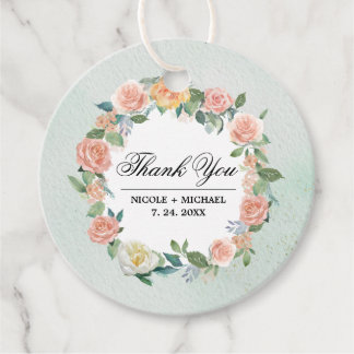 Etiquetas Para Recuerdos Boda de la guirnalda floral acuarela Gracias Perso