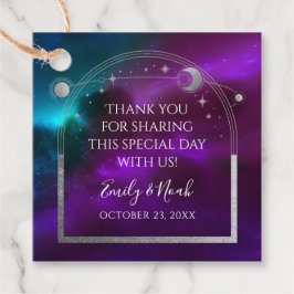 Etiquetas Para Recuerdos Boda de la luna dorada Verde azulada púrpura cósmi