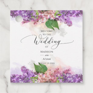 Etiquetas Para Recuerdos Boda de las flores de Lilac color morado y rosa