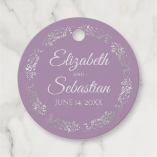 Etiquetas Para Recuerdos Boda de lavanda elegante de borde de frambuesa de