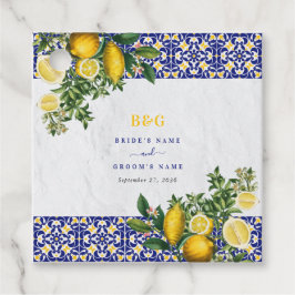 Etiquetas Para Recuerdos Boda de limón azul blanco amarillo mediterráneo