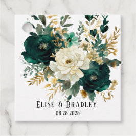 Etiquetas Para Recuerdos Boda de los Peonies del Oro Verde Esmeralda y Blan
