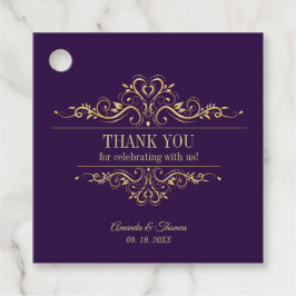 Etiquetas Para Recuerdos Boda de marco dorado morado elegante