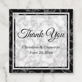Etiquetas Para Recuerdos Boda de mármol blanco y negro gracias