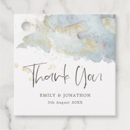 Etiquetas Para Recuerdos Boda de mensajes Blue Ombre Gold Modern Script Nam