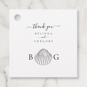 Etiquetas Para Recuerdos Boda de monograma de almejas minimalistas