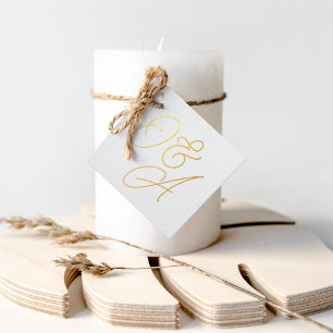 Etiquetas Para Recuerdos Boda de monograma de guión sobredimensionado
