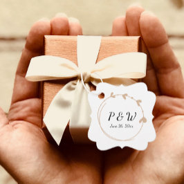 Etiquetas Para Recuerdos Boda de monograma de la corona simple beige