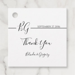 Etiquetas Para Recuerdos Boda de monograma Minimalista blanco y negro